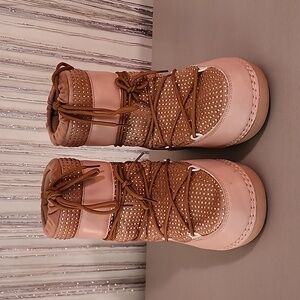 Dolls kill atomic blast rhinestone puffer moon boots mauve pink 9